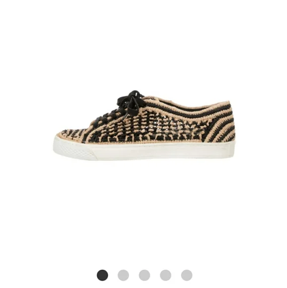 Loeffler Randall Cora-Knit Raffia Sneakers Size 12